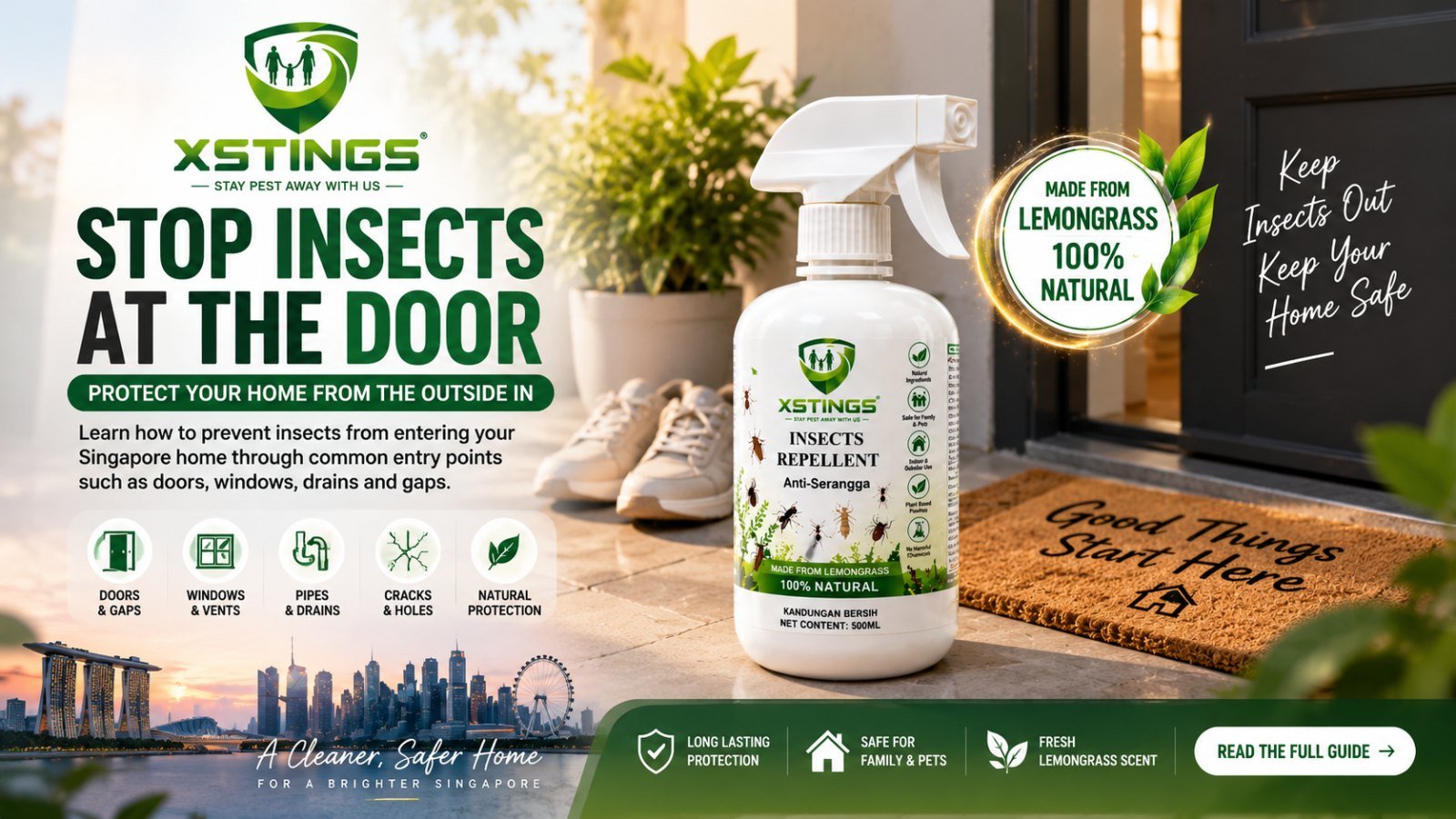 How to prevent insects from entering a Singapore home through doors windows pipes and gaps